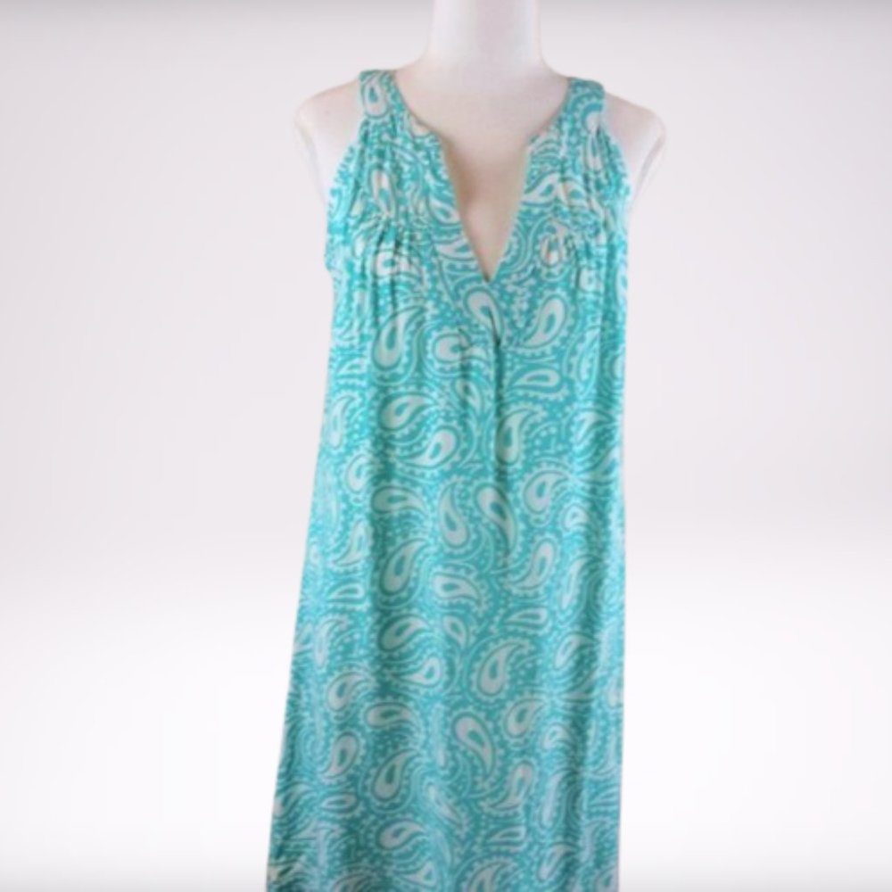 'Barbara Gerwit' Aqua Paisley Cute Summer Dress